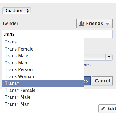gender options